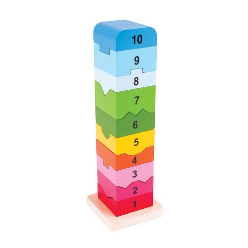 Poze Joc matematic BigJigs Turnulet din lemn cu numere
