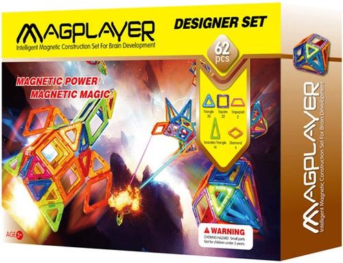 Poze Cuburi de construit magnetice MAGPLAYER MPB-62, 62 piese 