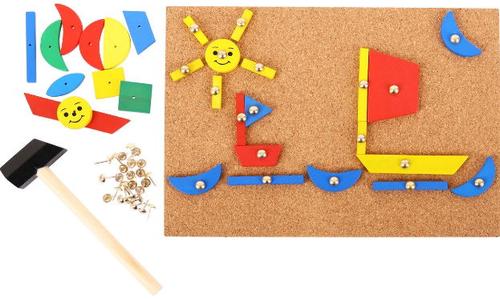 Poze Set de creatie BigJigs Forme din lemn BJ158, 162 piese (Multicolor)