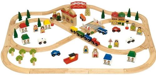 Poze Circuit auto si feroviar BigJigs BJT015, 101 piese