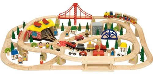 Poze Circuit cu tren marfar BigJigs BJT017, 130 piese