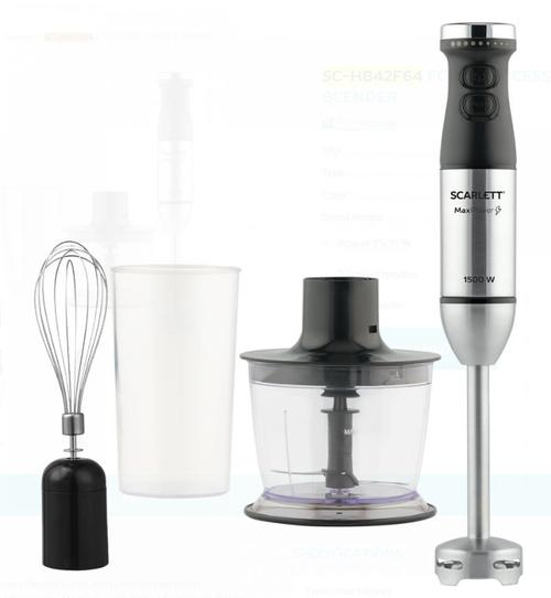 Mixer vertical Scarlett SC-HB42F64, 1500 W, 9 Trepte de viteza, Turbo (Negru/Argintiu)