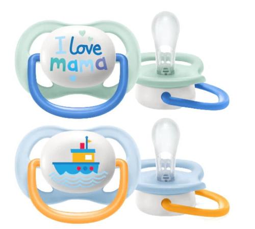 Poze Set 2 suzete Philips-Avent Ultra air SCF080/01, 0-6 luni, Ortodontice, Fara BPA (Alb/Albastru)
