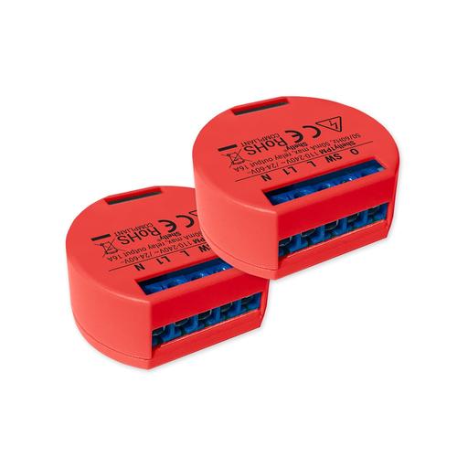 Pachet 2 relee inteligente pentru automatizari Shelly 1PM, Wi-Fi, 16 A, Control aplicatie, Compatibil cu Amazon Alexa & Google (Rosu)