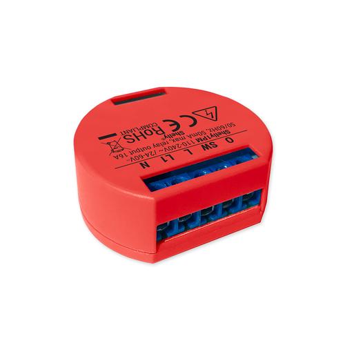Releu inteligent pentru automatizari Shelly 1PM, Wi-Fi, 16 A, Control aplicatie, Compatibil cu Amazon Alexa & Google (Rosu)