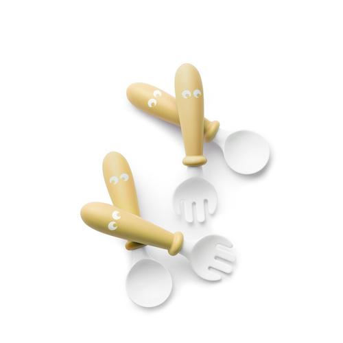 Poze Set Lingurite si Furculite pentru bebelusi (4 bucati), BabyBjorn, Powder Yellow