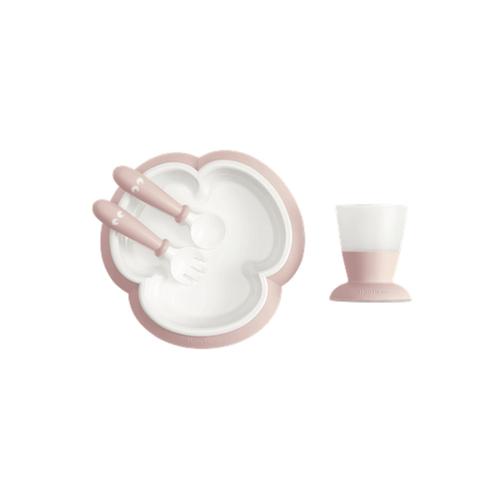 Poze Set hranire farfurie, lingurita si furculita si pahar pentru bebe, BabyBjorn, Powder Pink