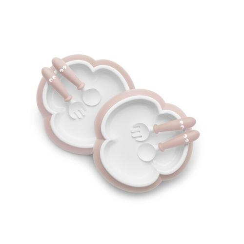 Poze 2 Seturi hranire: farfurie, lingurita si furculita pentru bebe, BabyBjorn, Powder Pink