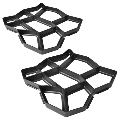 Set 2 matrite pavaj de gradina, vidaXL, Plastic, 42 x 42 x 4 cm, Negru
