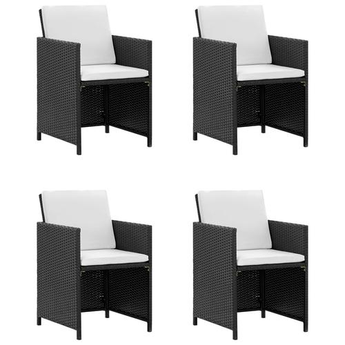 Set mobilier de gradina 5 piese vidaXL, Negru, Ratan si sticla, 109 x 109 x 74 cm
