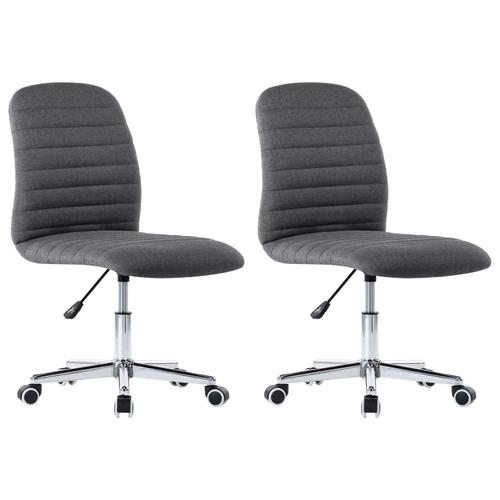 Set de 2 scaune tapitate cu roti vidaXL, Tesatura, 56 x 43 x 84-94 cm , Gri