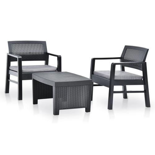 Set mobila gradina cu 3 piese vidaXL, Plastic, 77 x 54 x 40 cm Gri antracit