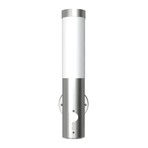 Lampa de exterior si interior, senzor de miscare vidaXL, Otel inoxidabil, 8,5 x 11 x 35 cm, E27, IP44, Argintiu
