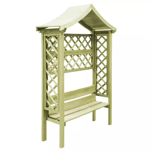 Pergola de gradina cu acoperis si banca vidaXL, Lemn de pin tratat, 146 x 55 x 220 cm