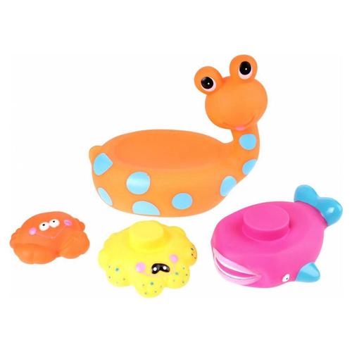 Poze Jucarie de baie Melc cu 3 Animale Marine Eddy Toys Portocaliu