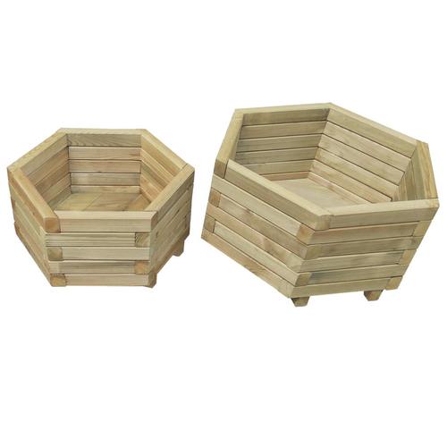 Set 2 jardiniere de gradina, vidaXL, Lemn, 60 x 60 x 31 cm, Maro