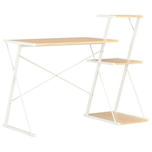 Birou cu raft vidaXL, PAL/Otel, 116 x 50 x 93 cm, Alb/Maro