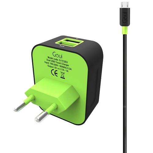 Incarcator retea Goui G-TC2EU, 2 x USB, 3.1A, + cablu microUSB 1.5m, Negru