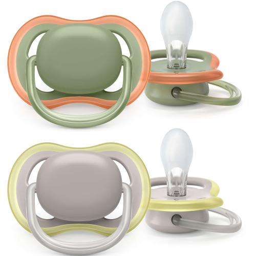 Poze Set 2 suzete Philips Avent Ultra Air SCF085/20, Ortodontice, 6-18 luni (Verde/Gri)
