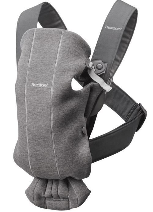 Ham anatomic BabyBjorn Mini, Pozitii multiple de purtare, 0-11 kg, 0-1 an, 3D Jersey (Gri inchis)