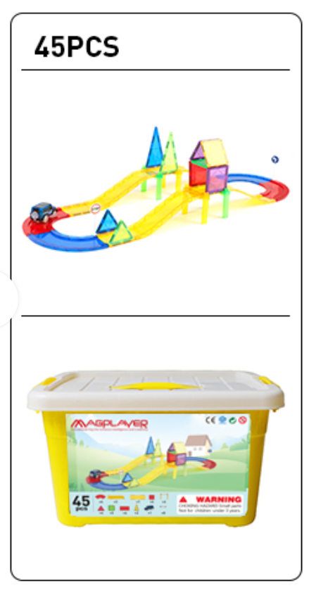 Poze Set de constructie magnetic 3D - Circuit masinute (45 piese)