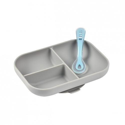 Poze Set de masa silicon Beaba 2 piese - Gri