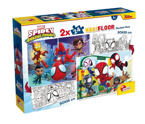 Poze Puzzle de colorat maxi - Paienjenelul Marvel si prietenii lui uimitori (2 x 24 de piese)