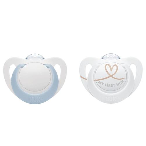 Poze Set 2 suzete Nuk Star Silicon, 0-2 luni (Albastru)