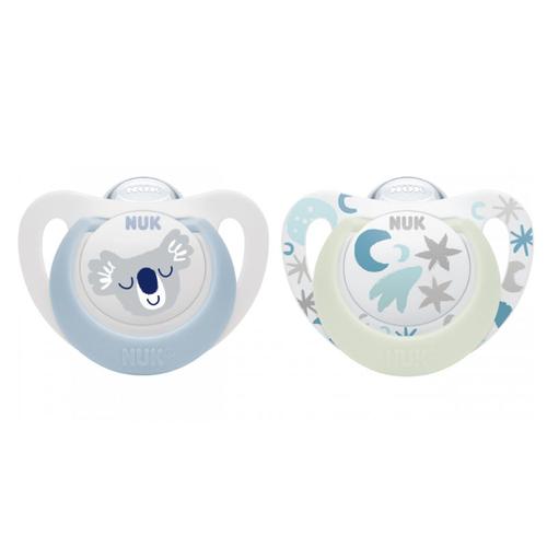 Poze Set 2 suzete Nuk Star Day & Night Silicon, 0-6 luni M1 (Albastru)
