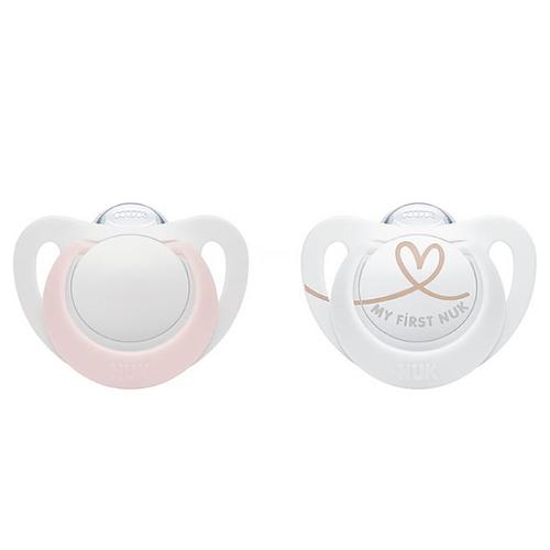 Poze Set 2 suzete Nuk Star Silicon, 0-6 luni (Roz)