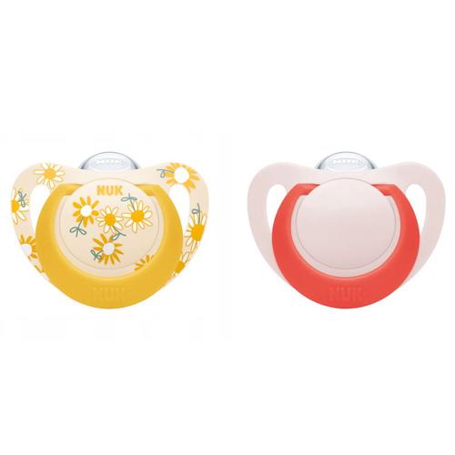 Poze Set 2 suzete Nuk Star Silicon 18-36 luni (Galben/Rosu)