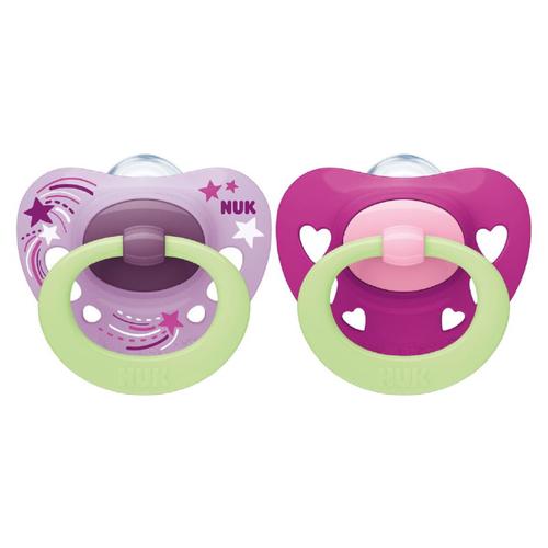 Poze Suzeta Nuk Signature Night Silicon 0-6 luni M1 Mov, Set 2 Bucati