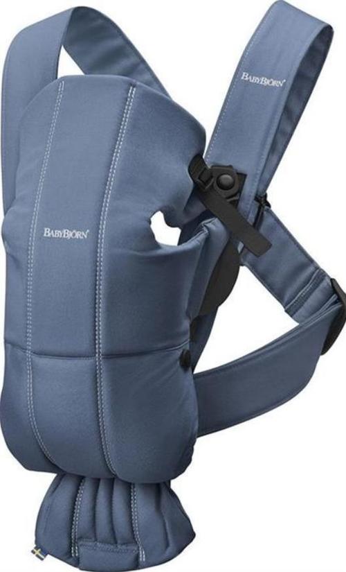 Poze Ham anatomic BabyBjorn 021074E1, Multiple pozitii de purtare, Vintage Indigo, Bumbac, 0-1 an, 3.5-11 kg (Albastru)