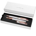 Set 2 Pix si Stilou Pelikan Jazz Noble, prezentat in cutie tip cadou, culoare Pearl White