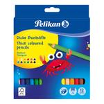 Set 12 creiane color Pelikan, jumbo, ascutitoare inclusa