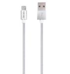 Cablu de date GRIXX Optimum - 8-pin to USB Apple MFI License, impletit, 3m (Alb)