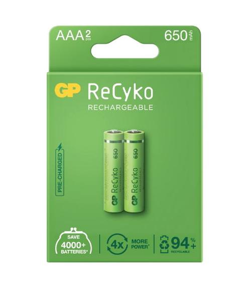 Baterii reincarcabile ReCyko GP GPRHCH63E000, 650 mAh, AAA (R03), 2 buc (Verde)