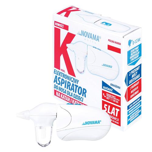 Poze Aspirator nazal electric Novama White K, pentru copii 0-12 ani, 2 varfuri silicon, 2 moduri de operare, silentios, cu baterii, Alb