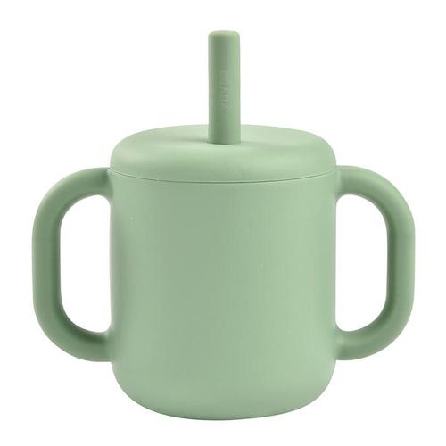 Poze Cana de antrenament cu pai din silicon Beaba Sage Green