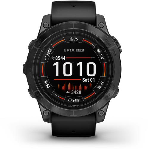 Ceas Activity Tracker Garmin epix Pro (Gen 2), 47mm, Bluetooth, curea silicon Neagra, Corning Gorilla Glass (Negru)