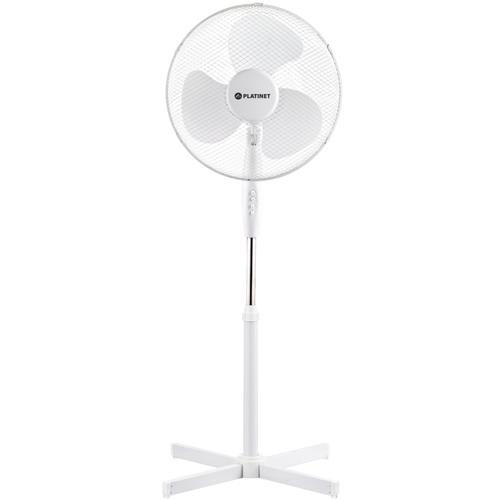 Ventilator cu picior, 40 cm, Platinet 44734, 3 viteze, 40W, oscilatie automata, inaltime 120 cm, Alb