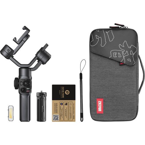Stabilizator pentru telefoane mobile Zhiyun-Tech Smooth 5 Combo, cu trepied, lumina LED 180° (Negru)