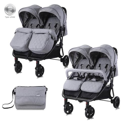 Poze Carucior pentru gemeni Lorelli Duo, 0-30 kg, 0-3 ani (Gri)