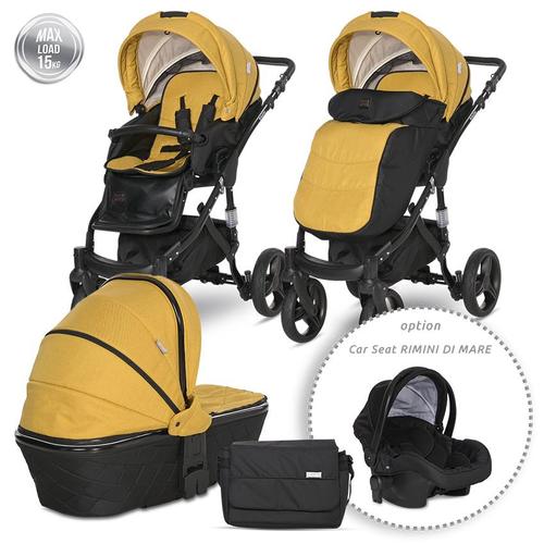 Poze Carucior Lorelli Set Rimini Premium, cos auto separat, 0-15 kg, 0-3 ani (Galben)