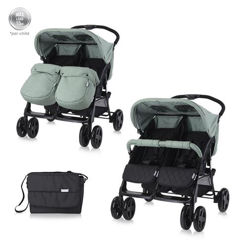 Poze Carucior pentru gemeni Lorelli Twin, 0-30 kg, 0-3 ani (Verde)