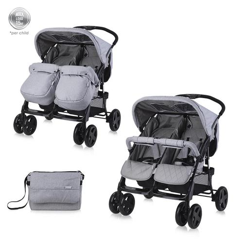 Poze Carucior pentru gemeni Lorelli Twin, 0-30 kg, 0-3 ani (Gri)
