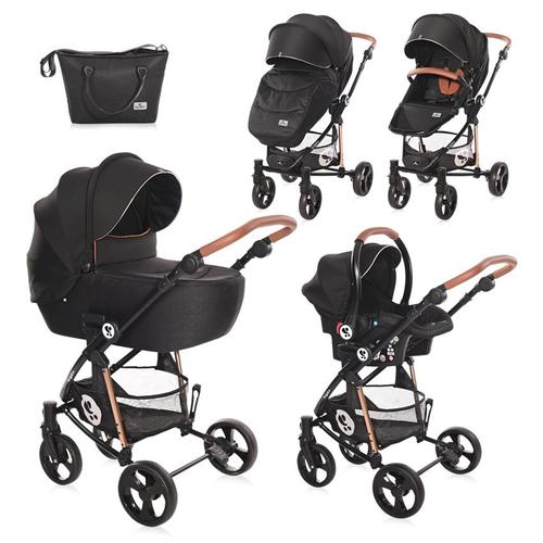 Poze Carucior Lorelli Set 3 in 1 Crysta, cadru din aluminiu, 0-15 kg, 0-3 ani (Negru)