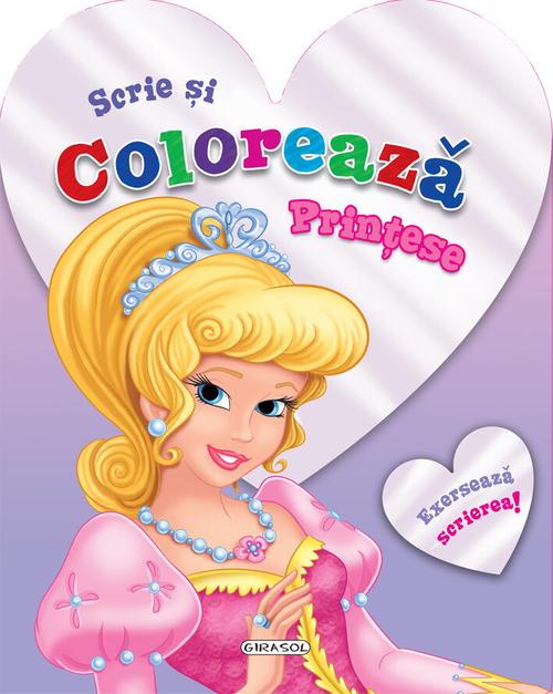 Poze Scrie si coloreaza printese 