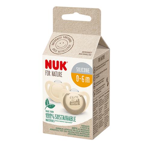 Poze Suzeta Nuk for Nature Silicon M1, 0-6 luni, Set 2 Bucati, Crem