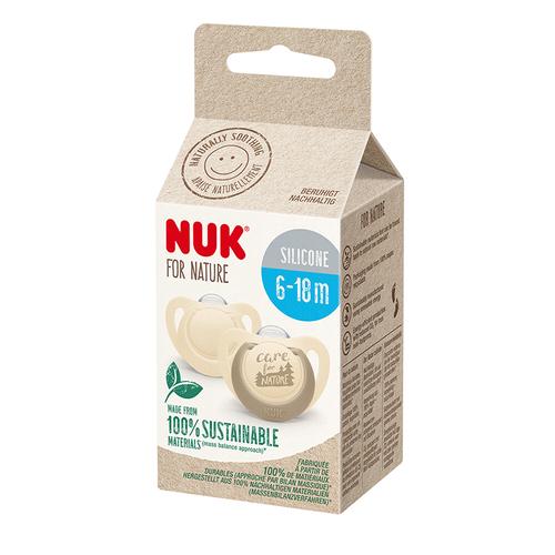 Poze Suzeta Nuk for Nature Silicon M2, 6-18 luni, Set 2 Bucati, Crem
